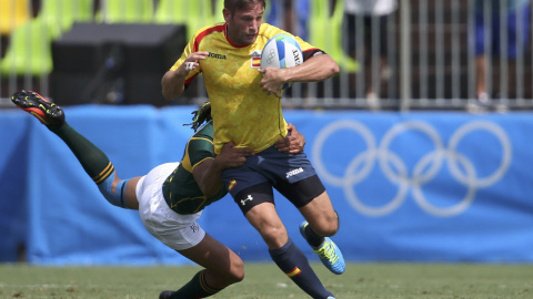 Un momento del España-Sudáfrica de rugby a siete. /REUTERS