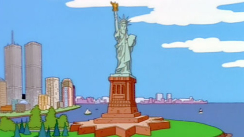 Escena de The Simpsons en la que se ve la ciudad de Nueva York. YOUTUBE