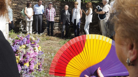 Darío Rivas, promotor de la causa argentina contra el franquismo, durante el homenaje que el municipio de Portomarín le rindió hoy. EFE/Eliseo Trigo