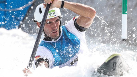 Elosegi, durante la competición de C1 en piragüismo slalom. EFE/EPA/ANTONIO LACERDA Elosegi, durante la competición de C1 en piragüismo slalom. EFE/EPA/ANTONIO LACERDA