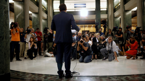 El líder de Ciudadanos, Albert Rivera, durante su comparecencia ante los periodistas tras su reunión con Mariano Rajoy en el Congreso de los Diputados. REUTERS/Susana Vera El líder de Ciudadanos, Albert Rivera, durante su comparecencia ante los periodistas tras su reunión con Mariano Rajoy en el Congreso de los Diputados. REUTERS/Susana Vera