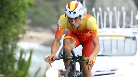 El ciclista español Jonathan Castroviejo durante la prueba de contrarreloj. /REUTERS El ciclista español Jonathan Castroviejo durante la prueba de contrarreloj. /REUTERS
