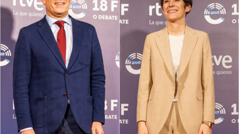 Los candidatos del BNG y PSdeG, Ana Pontón y José Ramón Gómez Besteiro, a su llegada al debate de RTVE, en Santiago de Compostela, a 14 de febrero de 2024. Los candidatos del BNG y PSdeG, Ana Pontón y José Ramón Gómez Besteiro, a su llegada al debate de RTVE, en Santiago de Compostela, a 14 de febrero de 2024.