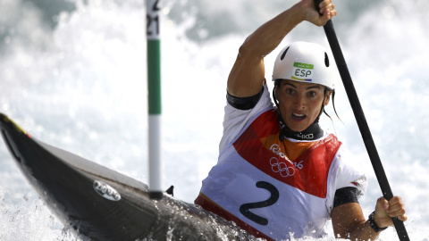 Maialen Chourraut durante la bajada de slalom. /REUTERS