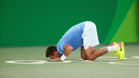 Del Potro celebra su victoria contra Nadal. REUTERS/Toby Melville Del Potro celebra su victoria contra Nadal. REUTERS/Toby Melville