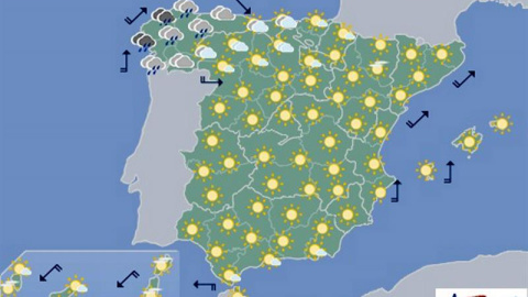 Mapa significativo elaborado el 28/09/2019. Válido para el 29/09/2019 de 12 a 24 horas. EFE/Aemet Mapa significativo elaborado el 28/09/2019. Válido para el 29/09/2019 de 12 a 24 horas. EFE/Aemet