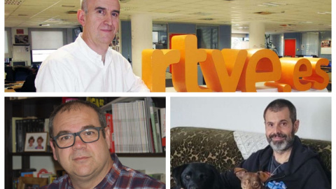 Los miembros del Consejo de Informativos de Medios Interactivos de RTVE que dimitieron tras la cobertura de los Goya de Inés Hernand. Alejandro Vega (arriba), Santiago Riesco (Izquierda) y Óscar López Canencia (derecha). Los miembros del Consejo de Informativos de Medios Interactivos de RTVE que dimitieron tras la cobertura de los Goya de Inés Hernand. Alejandro Vega (arriba), Santiago Riesco (Izquierda) y Óscar López Canencia (derecha).
