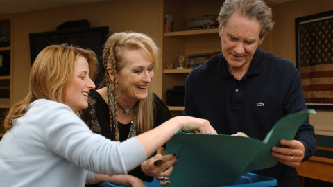 Mamie Gummer, Meryl Streep y Kevin Kline en la película 'Ricki'.