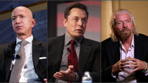 Los magnates Jeff Bezos, Elon Musk y Richard Branson. Los magnates Jeff Bezos, Elon Musk y Richard Branson.
