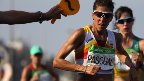 La española Beatriz Pascual durante los 20 kilómetros marcha. /REUTERS