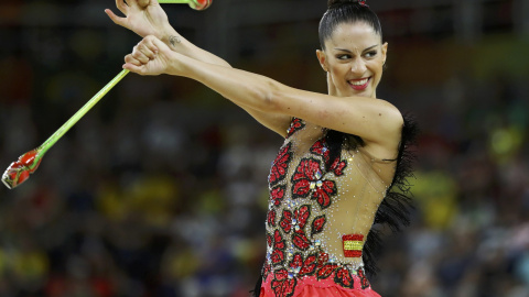Carolina Marín durante el ejercicio de mazas en la final olímpica. /REUTERS Carolina Marín durante el ejercicio de mazas en la final olímpica. /REUTERS