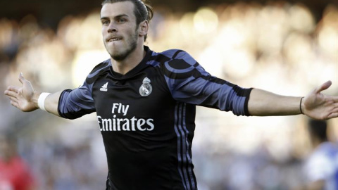 Bale celebra su gol a la Real Sociedad. EFE/Juan Herrero Bale celebra su gol a la Real Sociedad. EFE/Juan Herrero