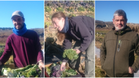 Agricultores de una finca ecológica en Soto del Grillo. / PÚBLICO Agricultores de una finca ecológica en Soto del Grillo. / PÚBLICO