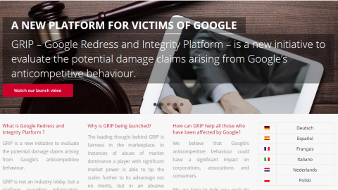 Grip, una plataforma para ayudar a las "víctimas" de Google a conseguir indemnizaciones Grip, una plataforma para ayudar a las "víctimas" de Google a conseguir indemnizaciones
