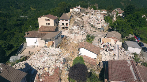 Imagen de un drone. Los daños en la localidad de Saletta provocados por el terremoto de Italia.- REUTERS/Stefano De Nicolo