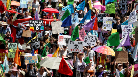 07/10/2019 - Activistas marchan durante la Semana de la Rebelión de Brisbane, en Australia. REUTERS / Regi Varghese