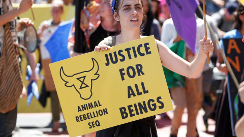 07/10/2019.- Activistas de Extinction Rebellion marchan durante la Semana de la Rebelión de Brisbane, en Queensland, Australia. EFE/EPA/REGI VARGHESE