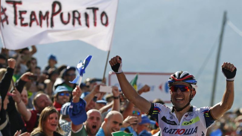 El ciclista Joaquim "Purito" Rodríguez (Katusha), se impone vencedor de la decimoquinta etapa de la Vuelta Ciclista a España.- Javier Lizón (EFE) El ciclista Joaquim "Purito" Rodríguez (Katusha), se impone vencedor de la decimoquinta etapa de la Vuelta Ciclista a España.- Javier Lizón (EFE)