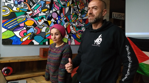 Los activistas de la Palestinian Animal League, Ahlam Tarayra y Ahmad Safi Los activistas de la Palestinian Animal League, Ahlam Tarayra y Ahmad Safi
