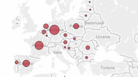 Mapa de la propuesta de Bruselas de reparto de refugiados. - EUROPA PRESS Mapa de la propuesta de Bruselas de reparto de refugiados. - EUROPA PRESS