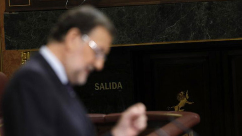 El presidente del Gobierno en funciones, Mariano Rajoy, durante su intervención en la tercera sesión del debate de su investidura, que se celebra en el Congreso de los Diputados. EFE/JuanJo Martín El presidente del Gobierno en funciones, Mariano Rajoy, durante su intervención en la tercera sesión del debate de su investidura, que se celebra en el Congreso de los Diputados. EFE/JuanJo Martín