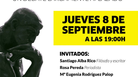 Cartel de 'Medios, intelectuales y política: un debate largamente aplazado'. Cartel de 'Medios, intelectuales y política: un debate largamente aplazado'.