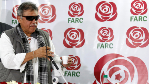 Jesus Santrich durante una conferencia en Bogotá en noviembre de 2017. REUTERS Jesus Santrich durante una conferencia en Bogotá en noviembre de 2017. REUTERS