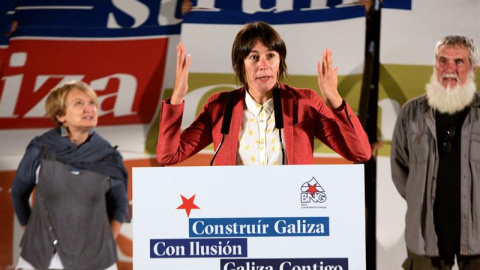 La candidata a la Xunta por el BNG, Ana Pintón, durante el acto de inicio de campaña que la formación celebra esta noche en A Coruña. EFE / Kiko Delgado.