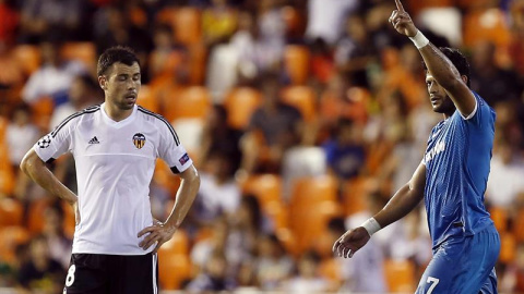 Hulk celebra su segundo gol al Valencia. EFE/Kai Försterling Hulk celebra su segundo gol al Valencia. EFE/Kai Försterling