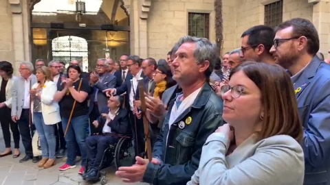 Alcaldes de ERC y JxCat en Lleida corean 'Libertad presos polÃ­ticos'