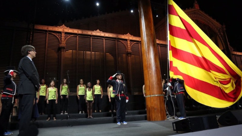 El president Puigdemont en el acto institucional por la Diada.