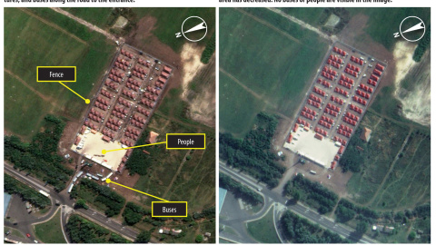 Campo en Hungría donde se han construido campamentos de refugiados (II). En las imágenes se muestra la llegada masiva de autobuses antes del día 15 de septiembre. AMNISTÍA INTERNACIONAL