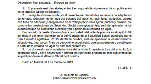 Disposición final segunda del decreto. BOE