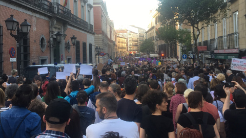 Imagen de la calle San Bernardo durante la protesta.- V. P Imagen de la calle San Bernardo durante la protesta.- V. P