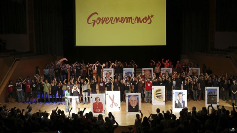 Regidores y alcaldes de la CUP en Catalunya y Balears durante el acto central de la formación de cara a las eleccciones del 27S.- EFE Regidores y alcaldes de la CUP en Catalunya y Balears durante el acto central de la formación de cara a las eleccciones del 27S.- EFE