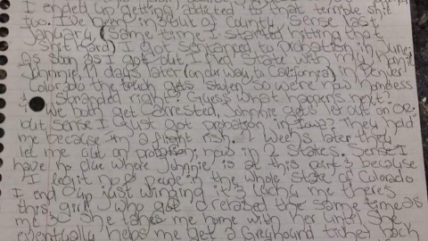 Semanas antes de desaparecer, Zoey escribió esta carta a un amigo relatando su historial de arrestos en varios estados y la batalla cuesta arriba que estaba librando para superar su adicción a las drogas . Semanas antes de desaparecer, Zoey escribió esta carta a un amigo relatando su historial de arrestos en varios estados y la batalla cuesta arriba que estaba librando para superar su adicción a las drogas .