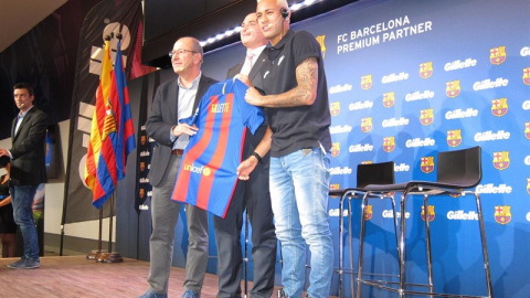 Neymar durante un acto publicitario esta mañana en Barcelona. /EP Neymar durante un acto publicitario esta mañana en Barcelona. /EP