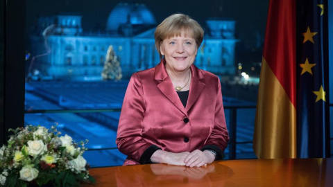 La canciller alemana Angela Merkel durante la grabación de su discurso de Año Nuevo La canciller alemana Angela Merkel durante la grabación de su discurso de Año Nuevo