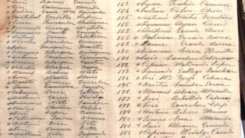 Listado de presos encontrado en el archivo