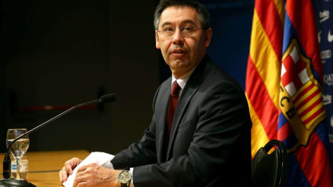 Bartomeu, al inicio de la rueda de prensa. EFE/Toni Albir