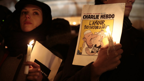 Concentración en la Plaza de la República de París. AFP