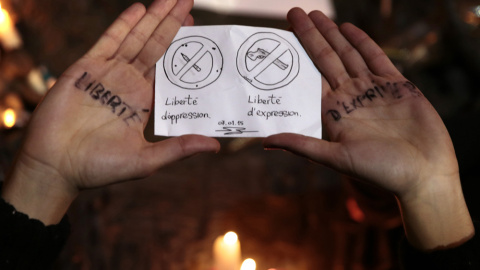 Concentración en la Plaza de la República de París. AFP