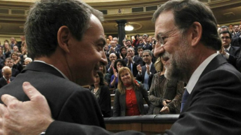 José Luis Rodríguez Zapatero y Mariano Rajoy en el Congreso. EFE/Archivo José Luis Rodríguez Zapatero y Mariano Rajoy en el Congreso. EFE/Archivo