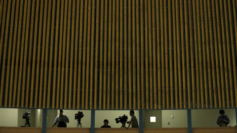 Cámaras filman durante el debate general en la 71ª Asamblea General de las Naciones Unidas en Nueva York. REUTERS/Carlo Allegri