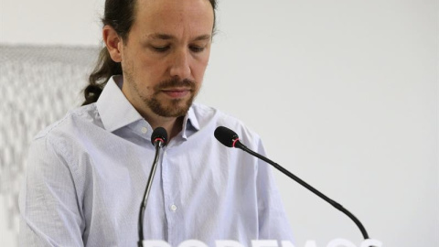 El líder de Podemos, Pablo Iglesias, durante la rueda de prensa que ofreció tras la reunión del Consejo de Coordinación, al día siguiente de los comicios catalanes./ EFE El líder de Podemos, Pablo Iglesias, durante la rueda de prensa que ofreció tras la reunión del Consejo de Coordinación, al día siguiente de los comicios catalanes./ EFE