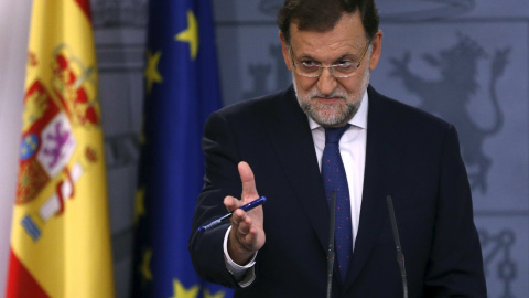 El presidente Mariano Rajoy en una rueda de prensa en el Palacio de la Moncloa hoy, 28 de septiembre de 2015, tras las elecciones autonómicas catalanas. REUTERS/Juan Medina