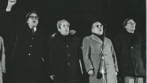 Sartorius (primero por la derecha) junto a Carrillo, Camacho y Tamames. Sartorius (primero por la derecha) junto a Carrillo, Camacho y Tamames.