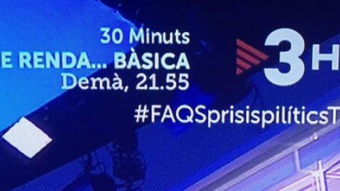 Imagen del hashtag empleado en 'Faqs', el programa de debate político de TV3. Imagen del hashtag empleado en 'Faqs', el programa de debate político de TV3.