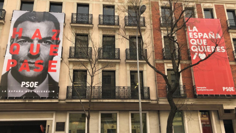 Imagen de la facha de la sede del PSOE en Ferraz.- PSOE