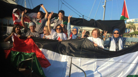 Las activistas de la flotilla Zeituna contra el bloqueo israelí de la Franja de Gaza. Las activistas de la flotilla Zeituna contra el bloqueo israelí de la Franja de Gaza.